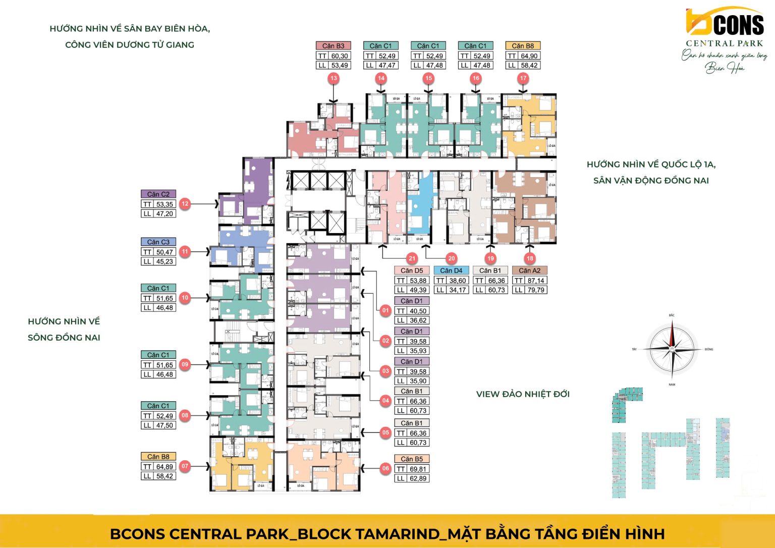 mặt bằng Bcons Central Park block Tamarind